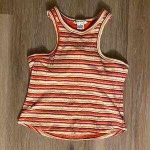 One Step Ahead Orange and Cream Striped Tank Top